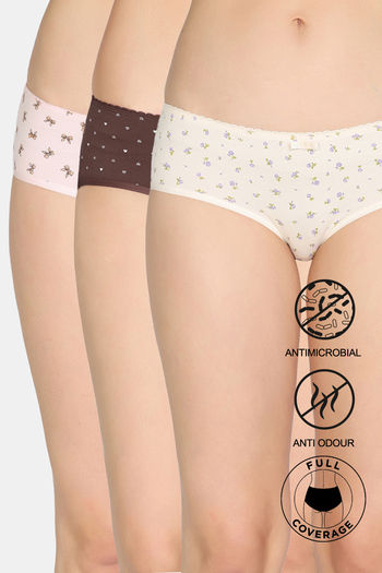 Buy Zivame Low Rise Full Coverage Hipster Panty (Pack of 3) - Multicolor